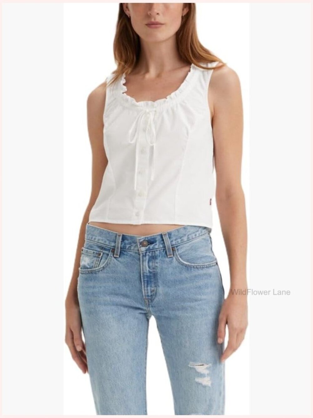 Sleeveless Blouse, Scoop Neck Tank Top in Cotton